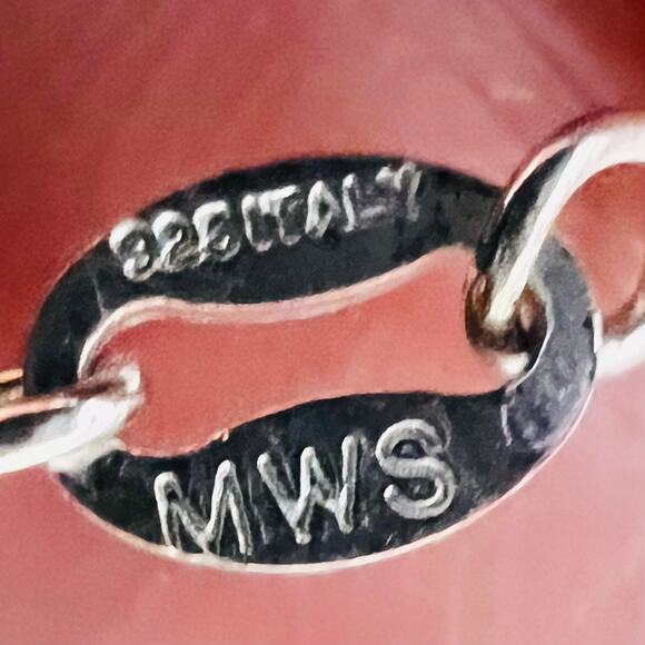 MACY'S STERLING SILVER NECKLACE 925 Made in Italy Bundle of 2 with one Charm 17” - Picture 3 of 3